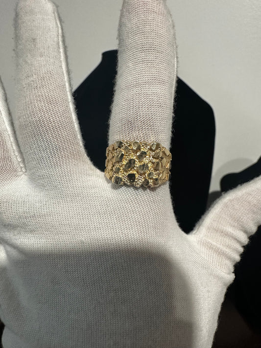 10K Gold Nugget Ring Size 10.25