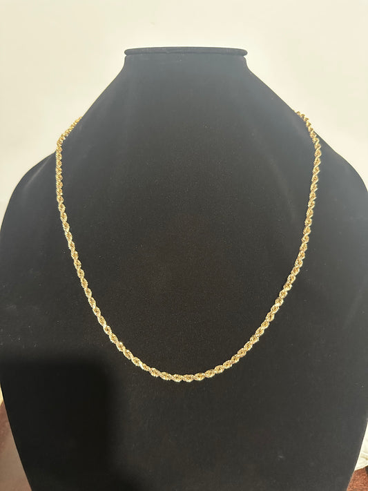 10K Gold Rope Chain 27”