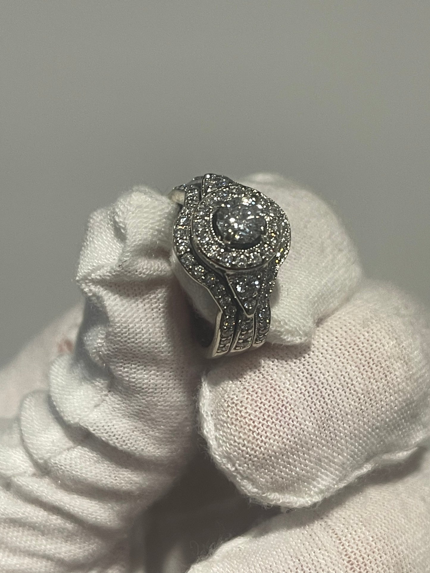 14K White Gold Natural Diamond Wedding Set