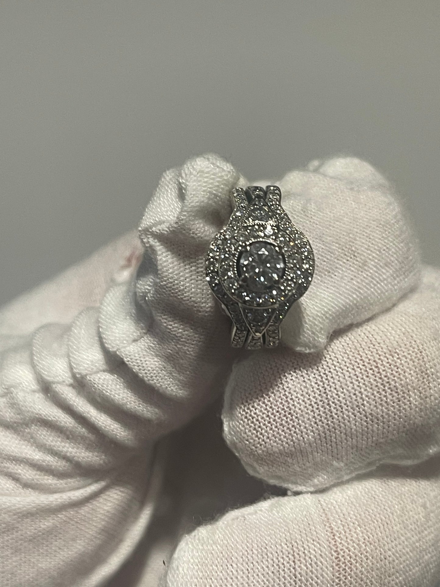 14K White Gold Natural Diamond Wedding Set