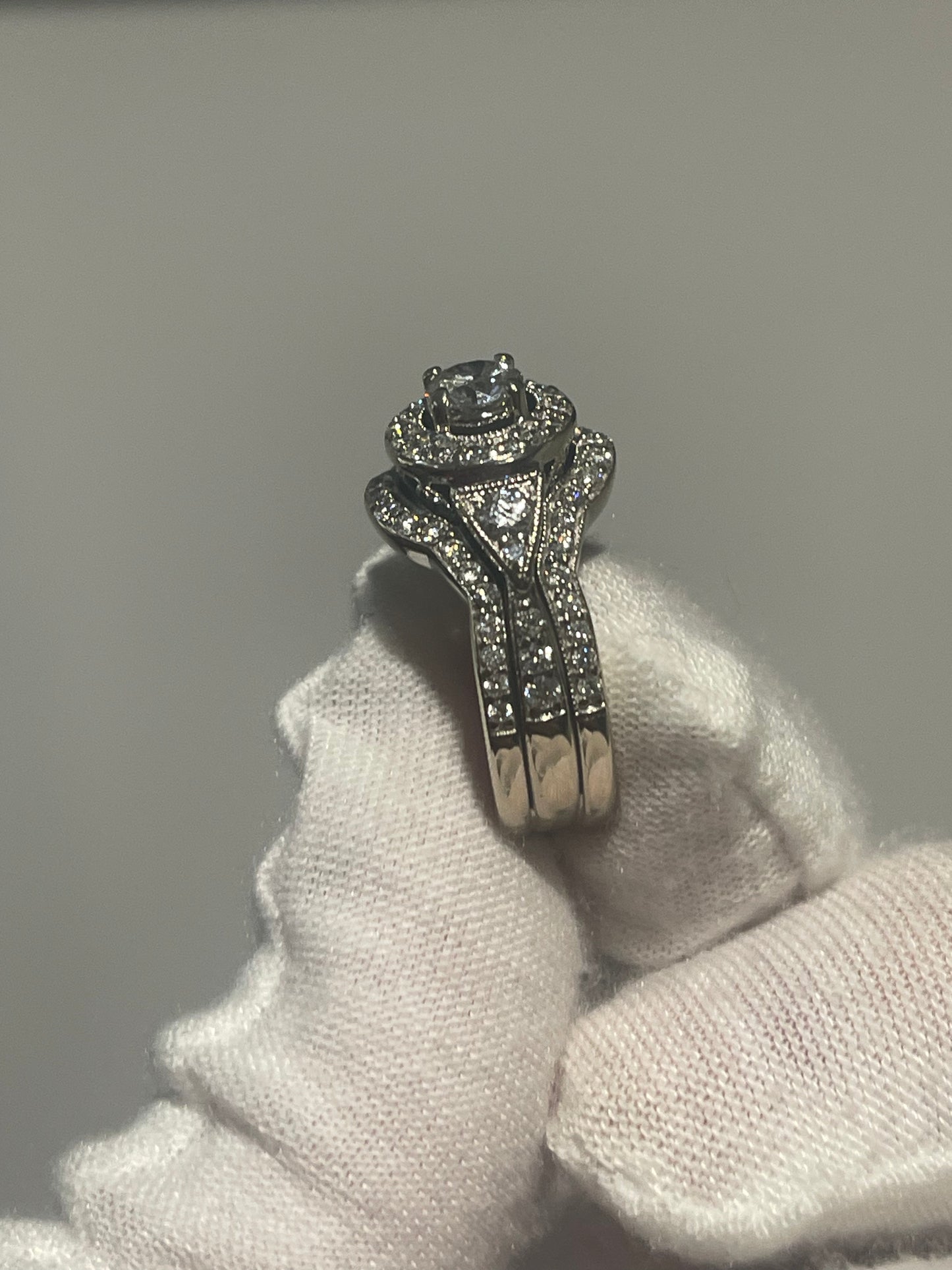 14K White Gold Natural Diamond Wedding Set