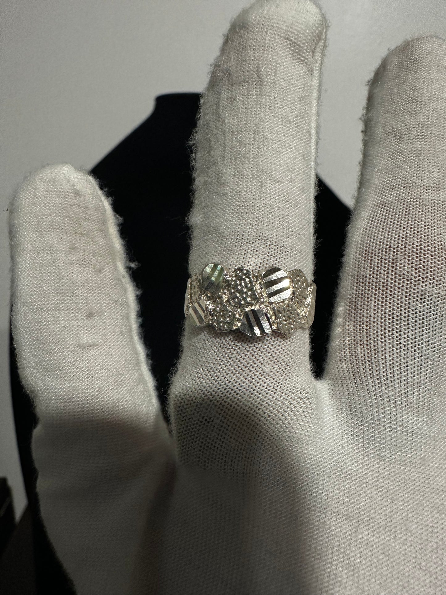 Silver Nugget Ring Size 7.75