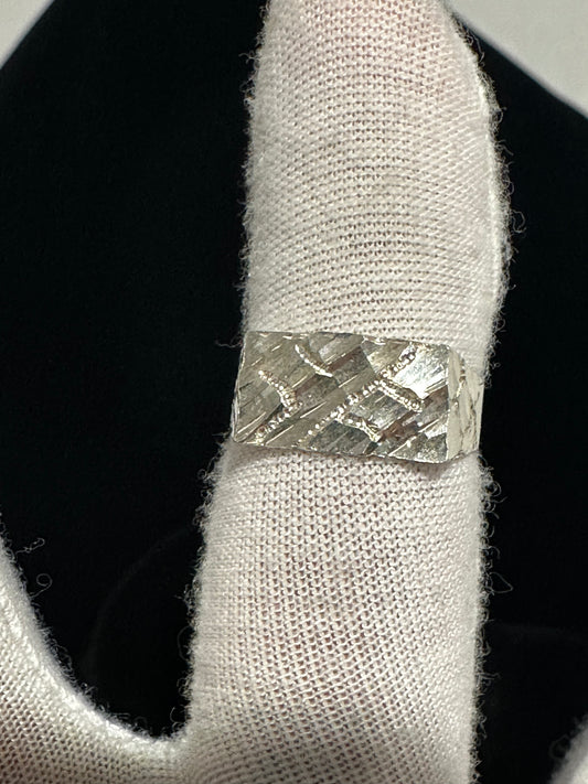 Silver Rectangle Nugget Ring Size 7.75