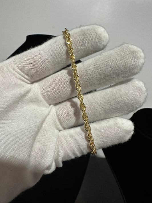 10K Italian Rope Bracelet 7.5”