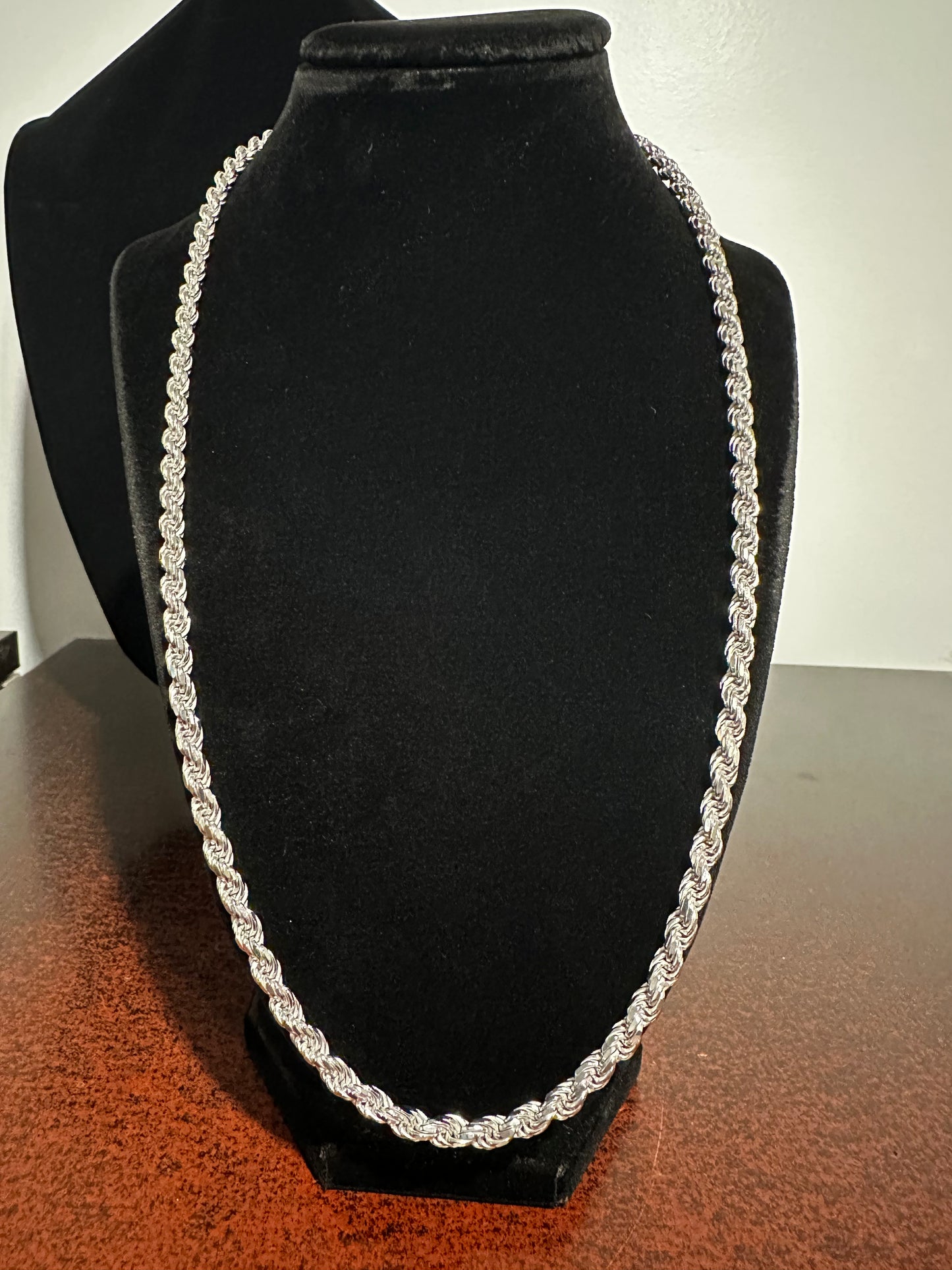 Silver Rope Chain 24”