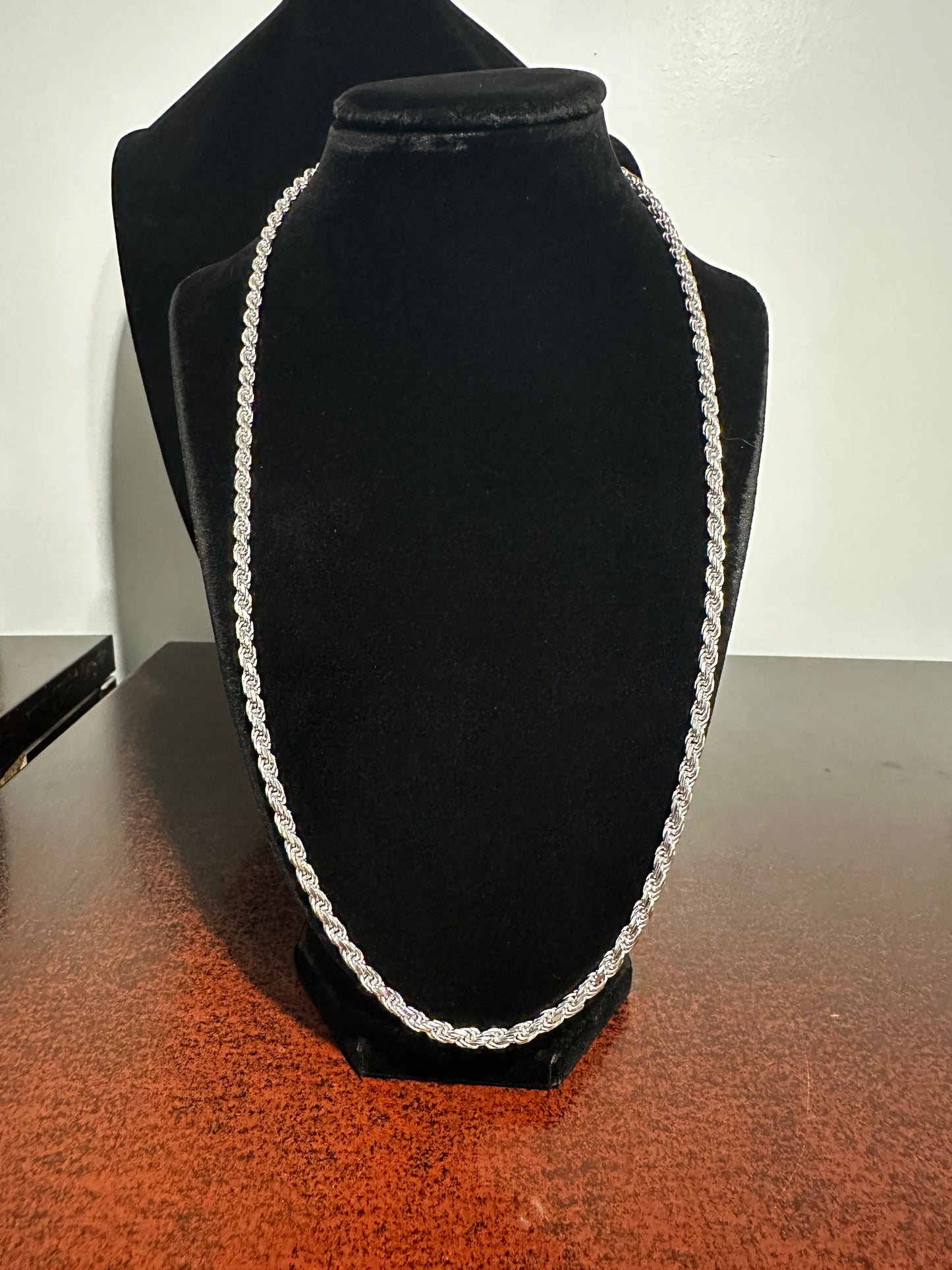 Silver Rope Chain 24”