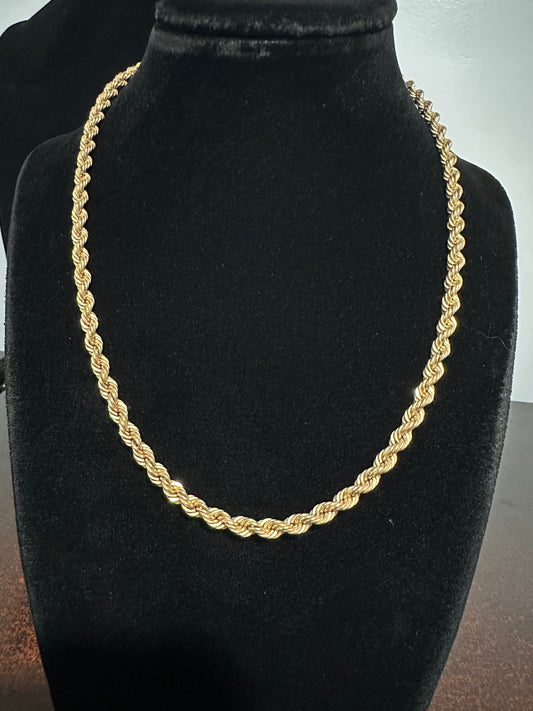 10K Rope Chain 18”