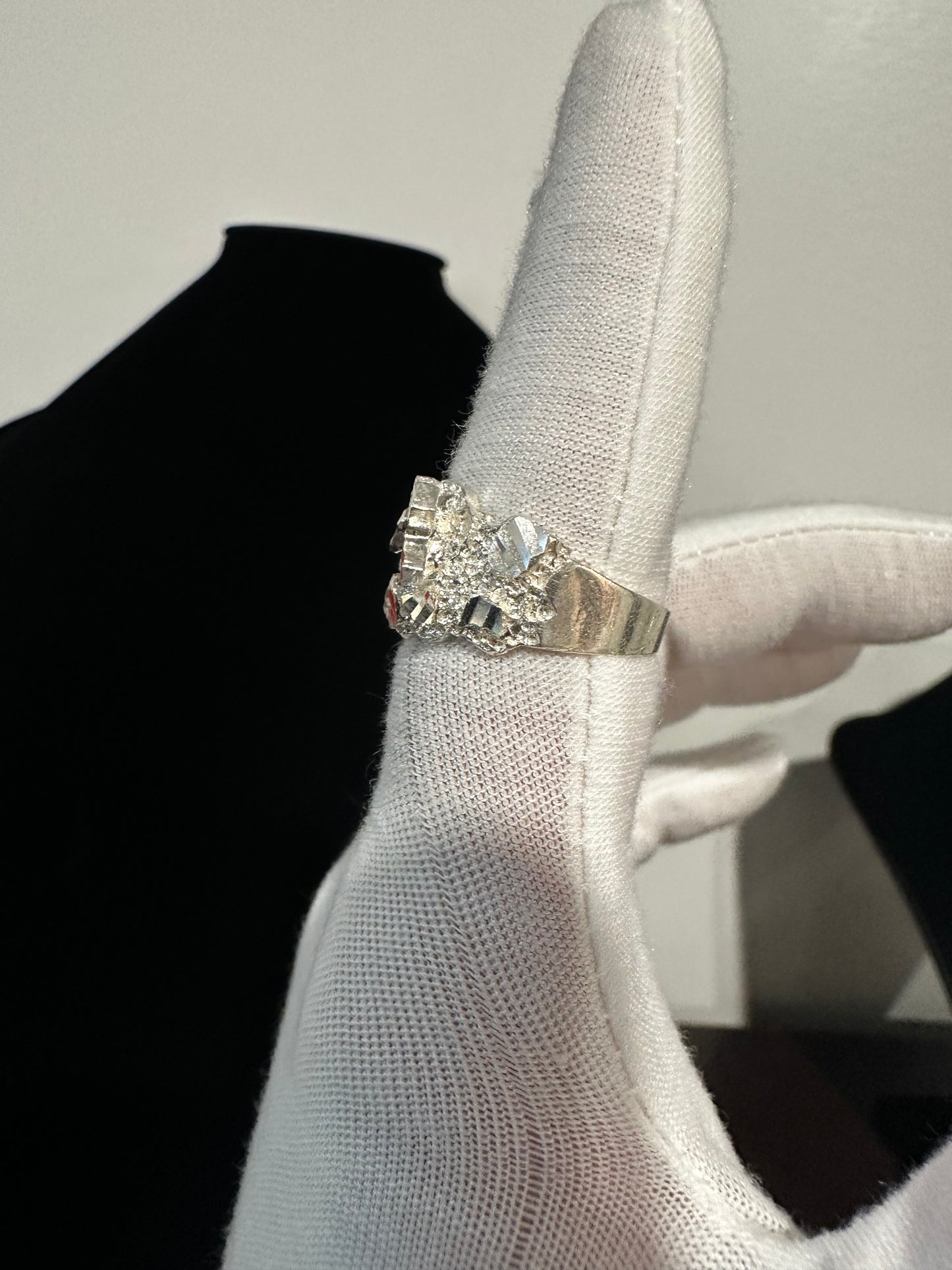 Silver Nugget Ring With Cross Size 9