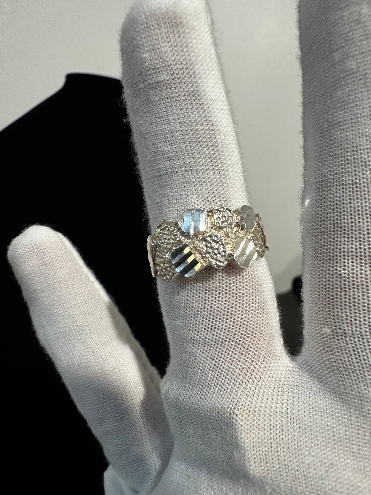 Silver Nugget Ring Size 7.75