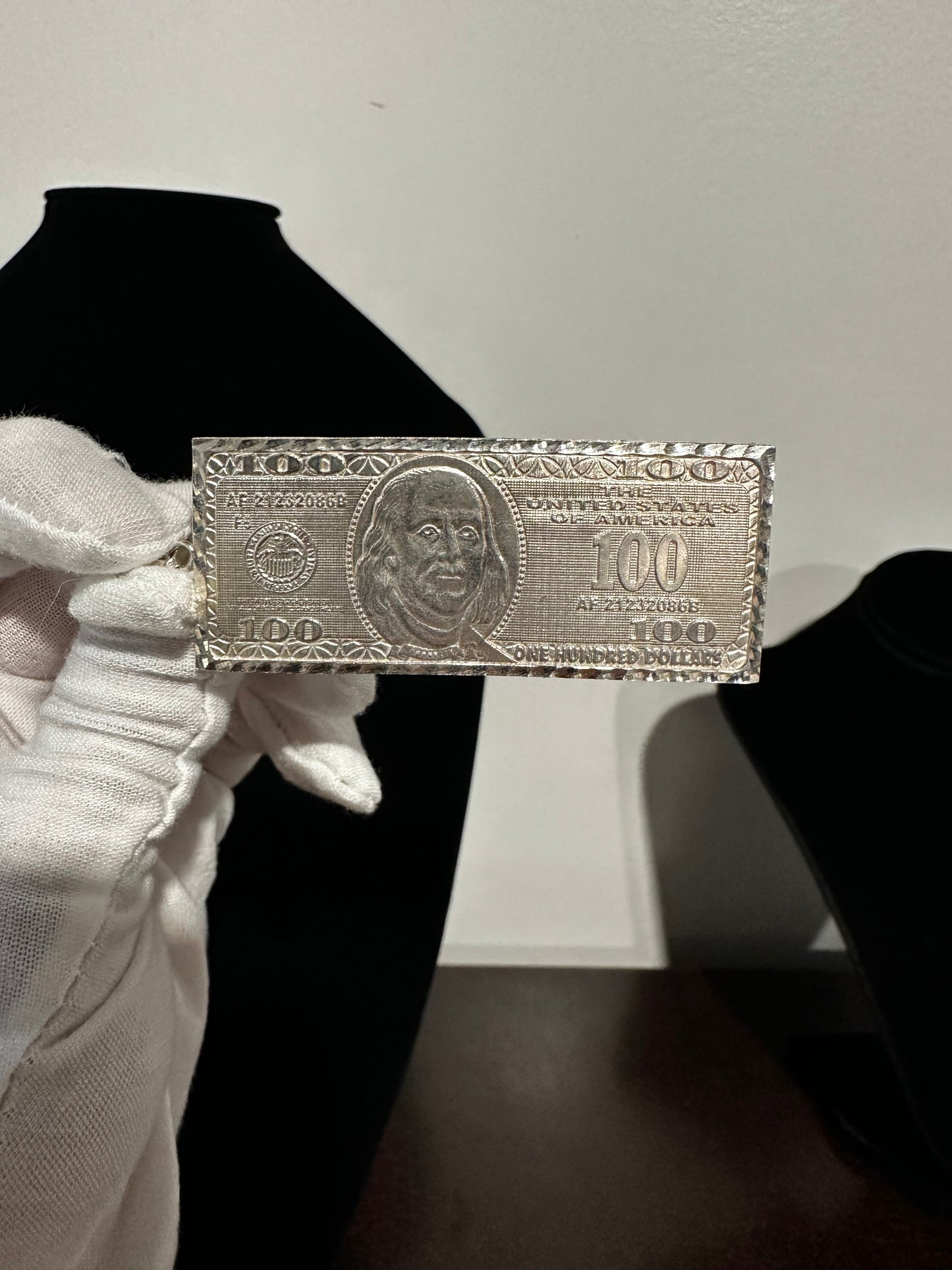 Silver Ben Frank $100 Pendant