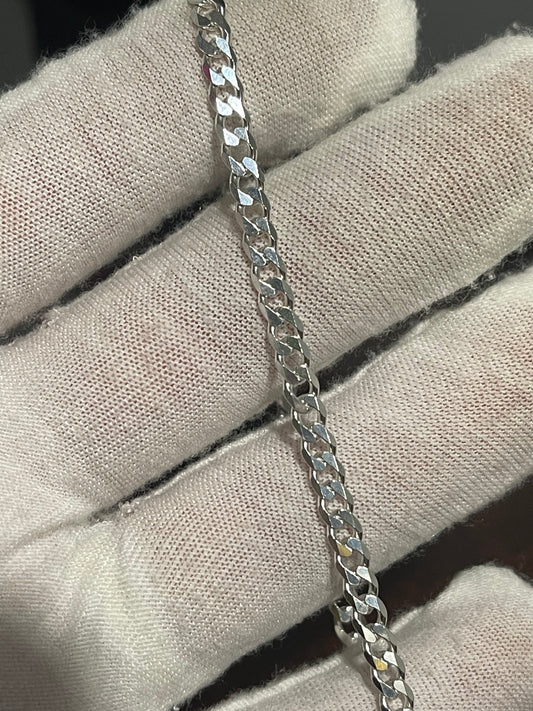 Silver Curb/Cuban Bracelet 8”