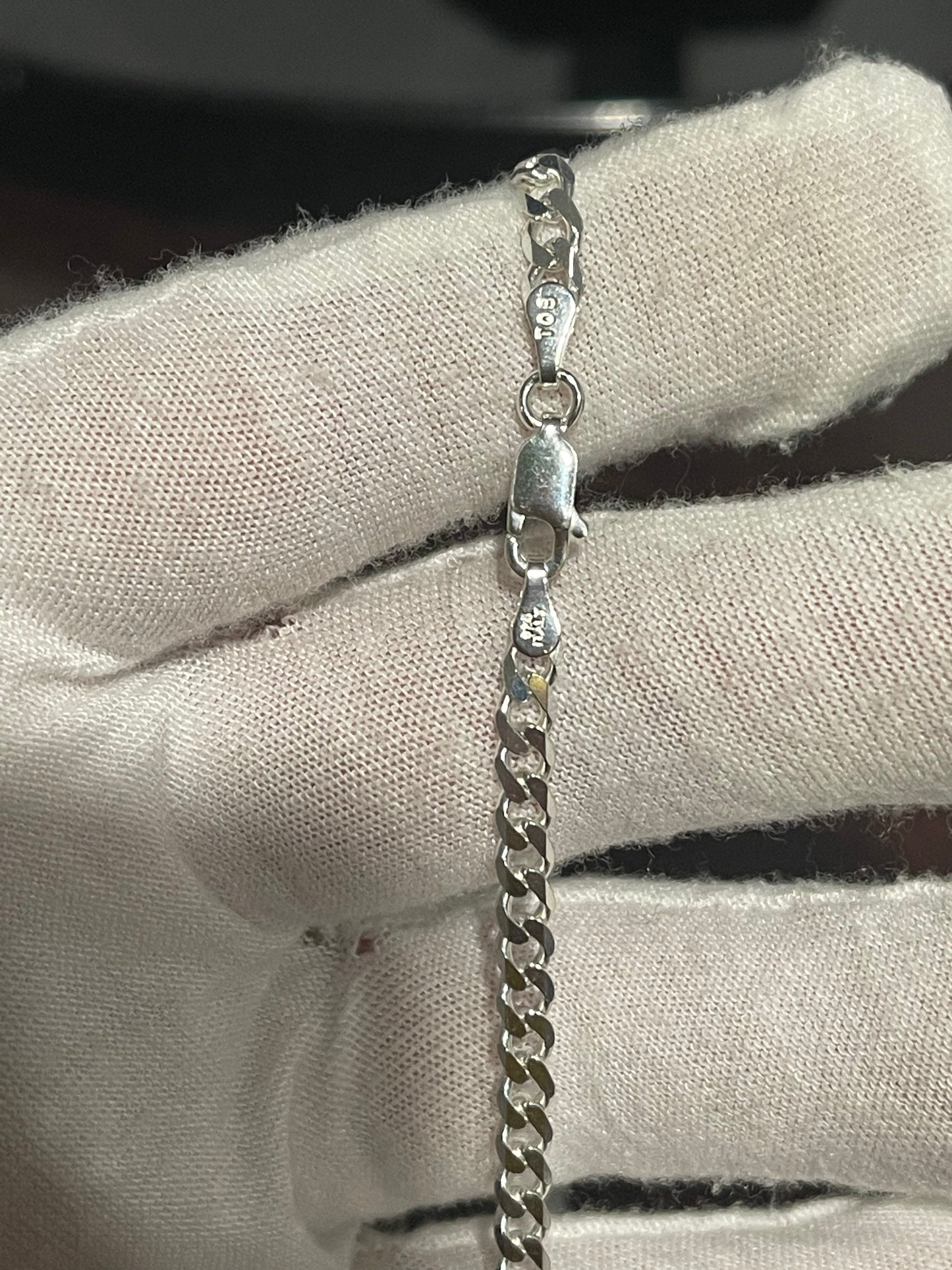 Silver Curb/Cuban Bracelet 8”