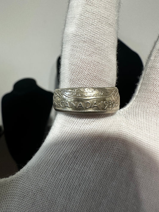 Silver 50c Coin Ring Size 12