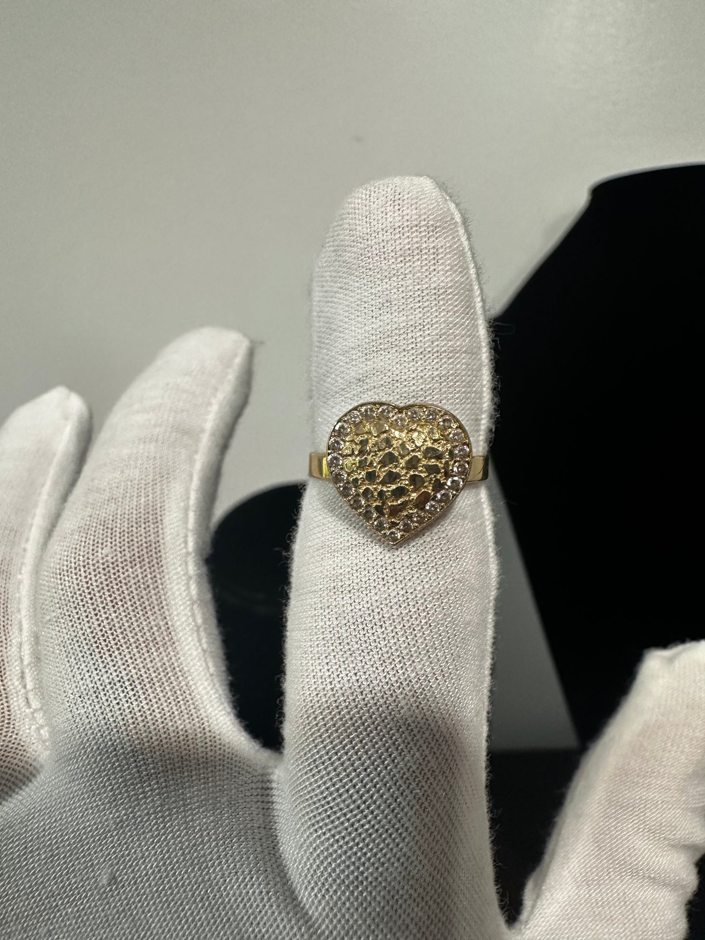 10K Nugget Heart Ring Size 7.5