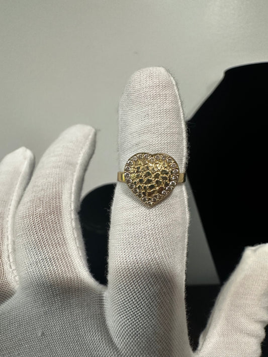 10K Nugget Heart Ring Size 7.5