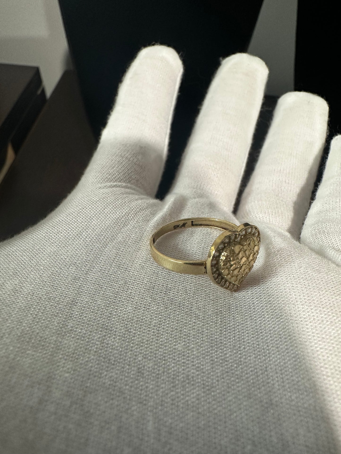10K Nugget Heart Ring Size 7.5