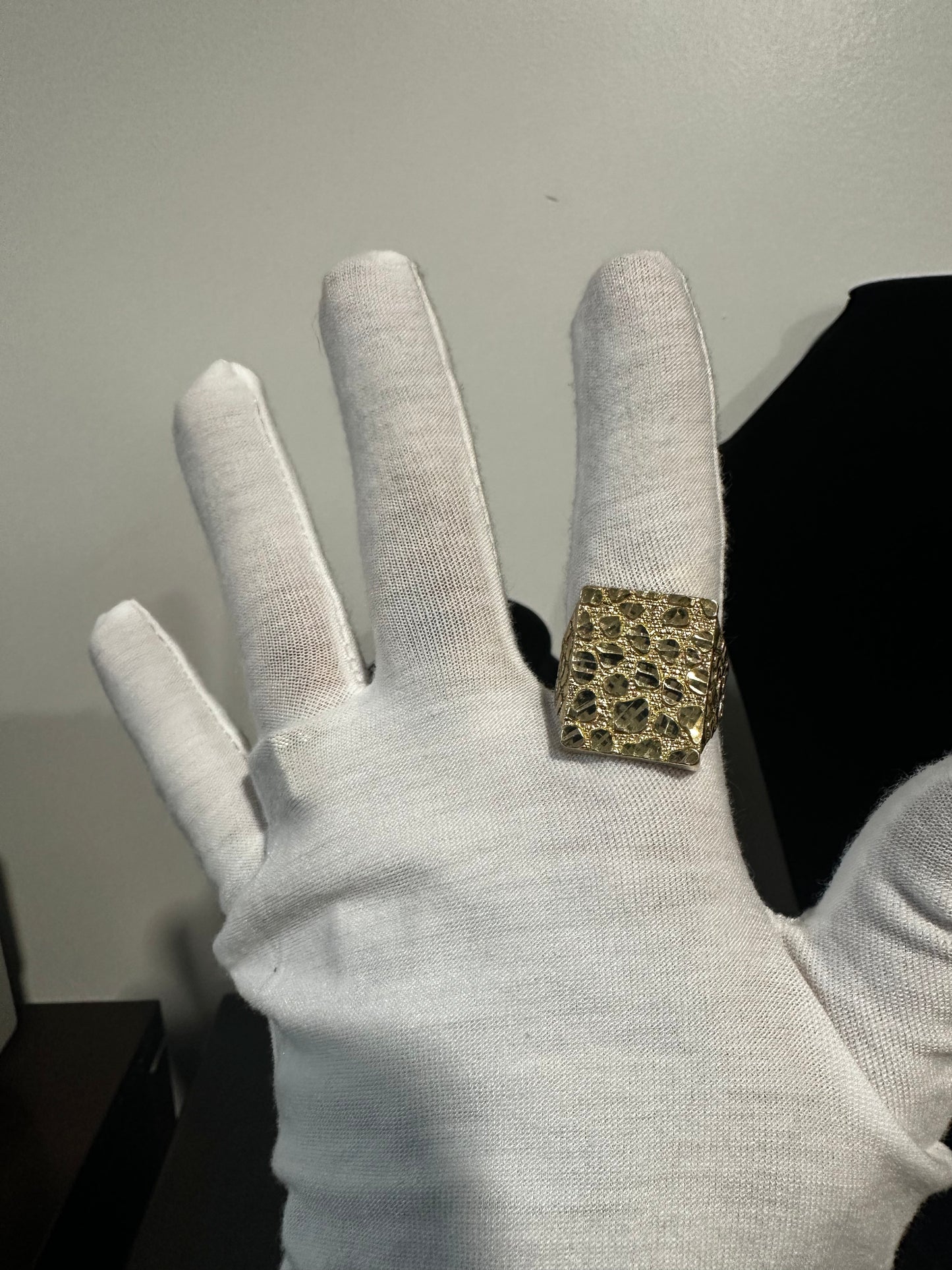 10K Large Nugget Ring Size 12.75