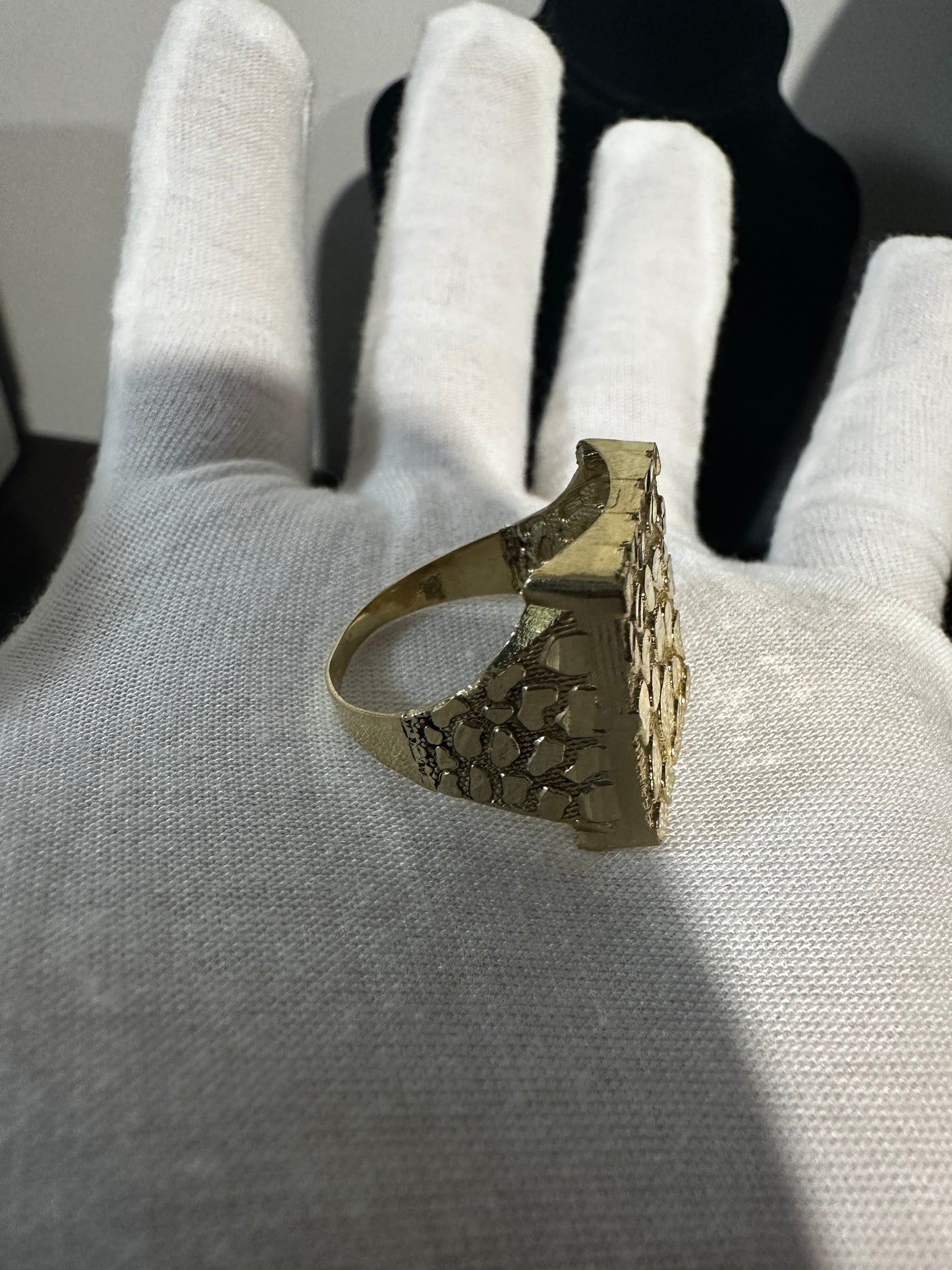 10K Large Nugget Ring Size 12.75