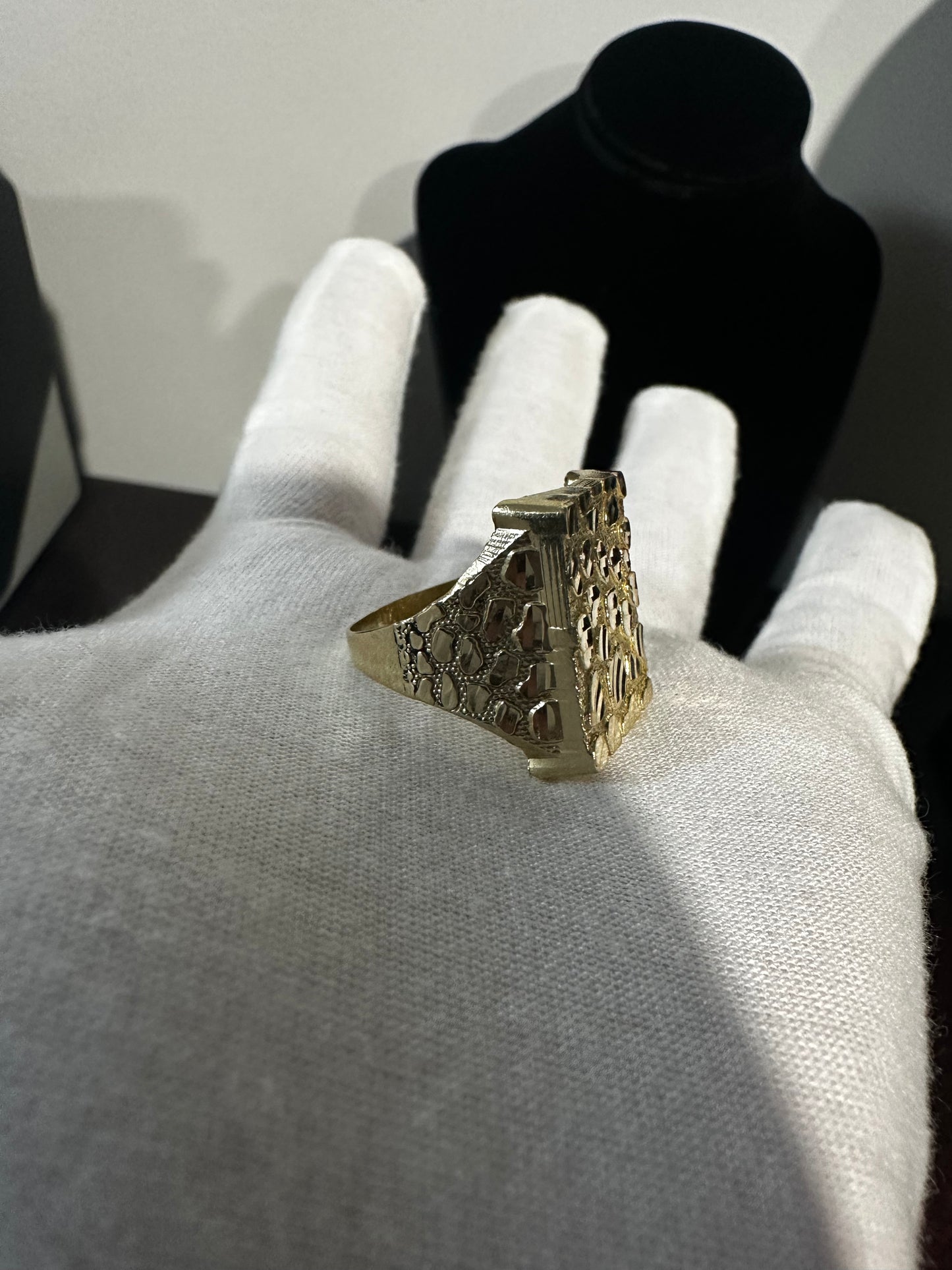 10K Large Nugget Ring Size 12.75