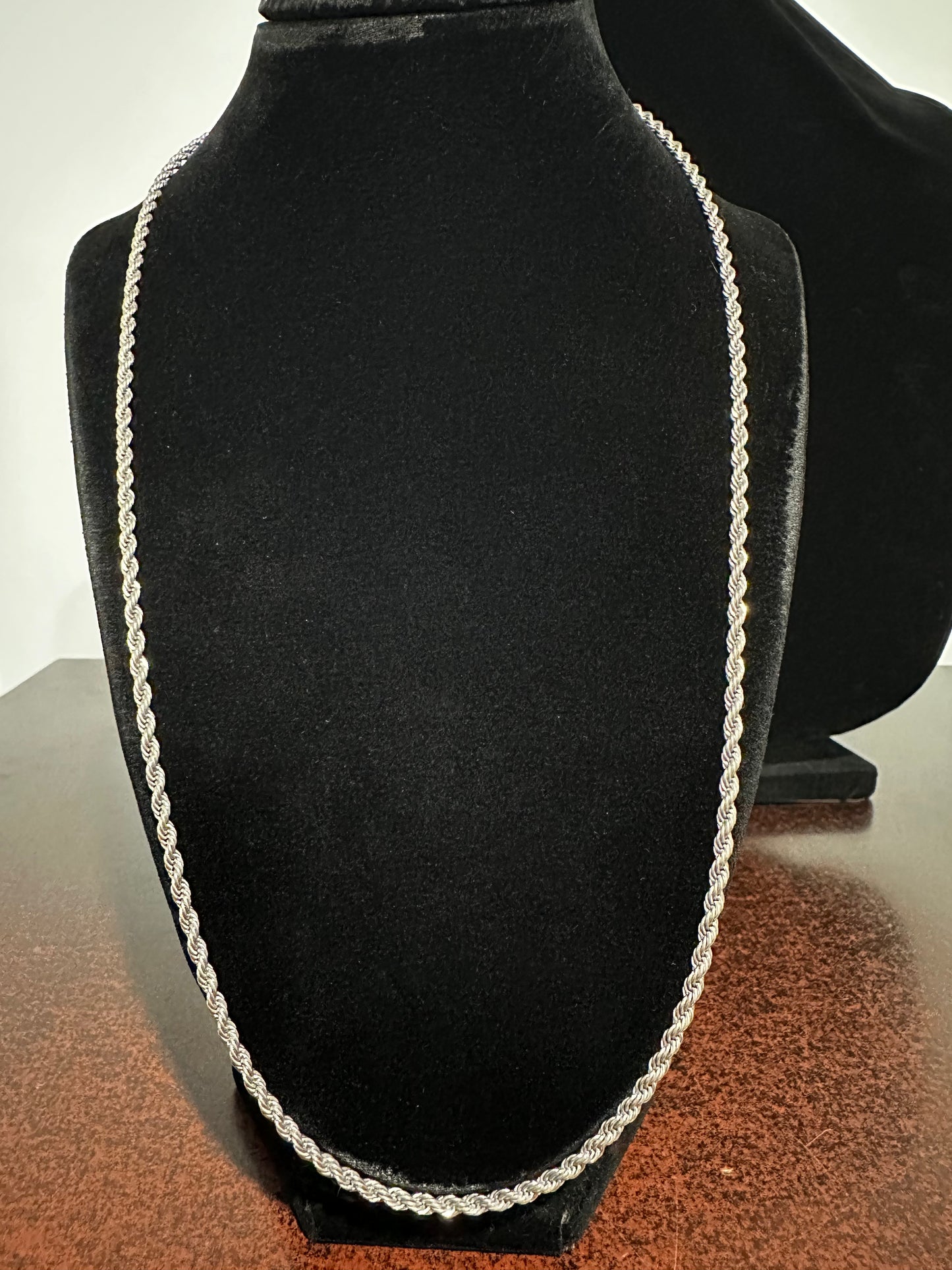 Silver Rope Chain 24”