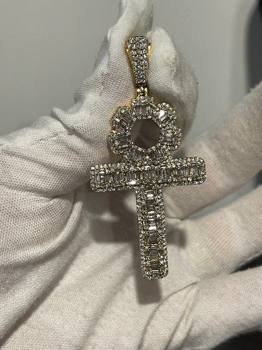 10K 4.75CT Natural Diamond Ankh Pendant