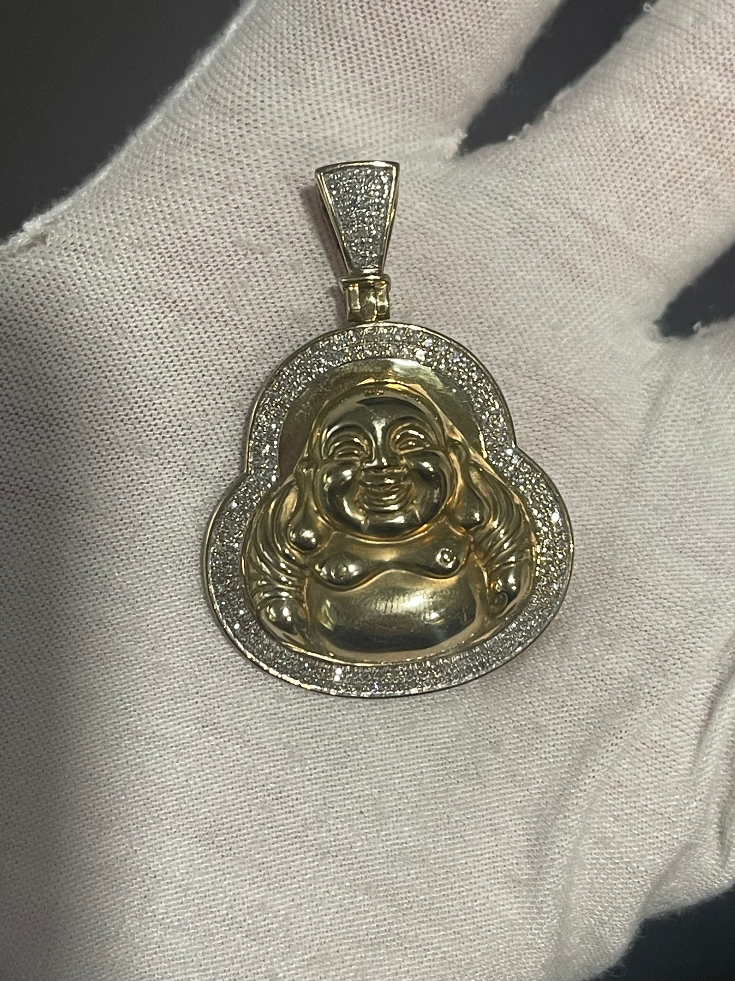 10K Natural Diamond Buddha Pendant
