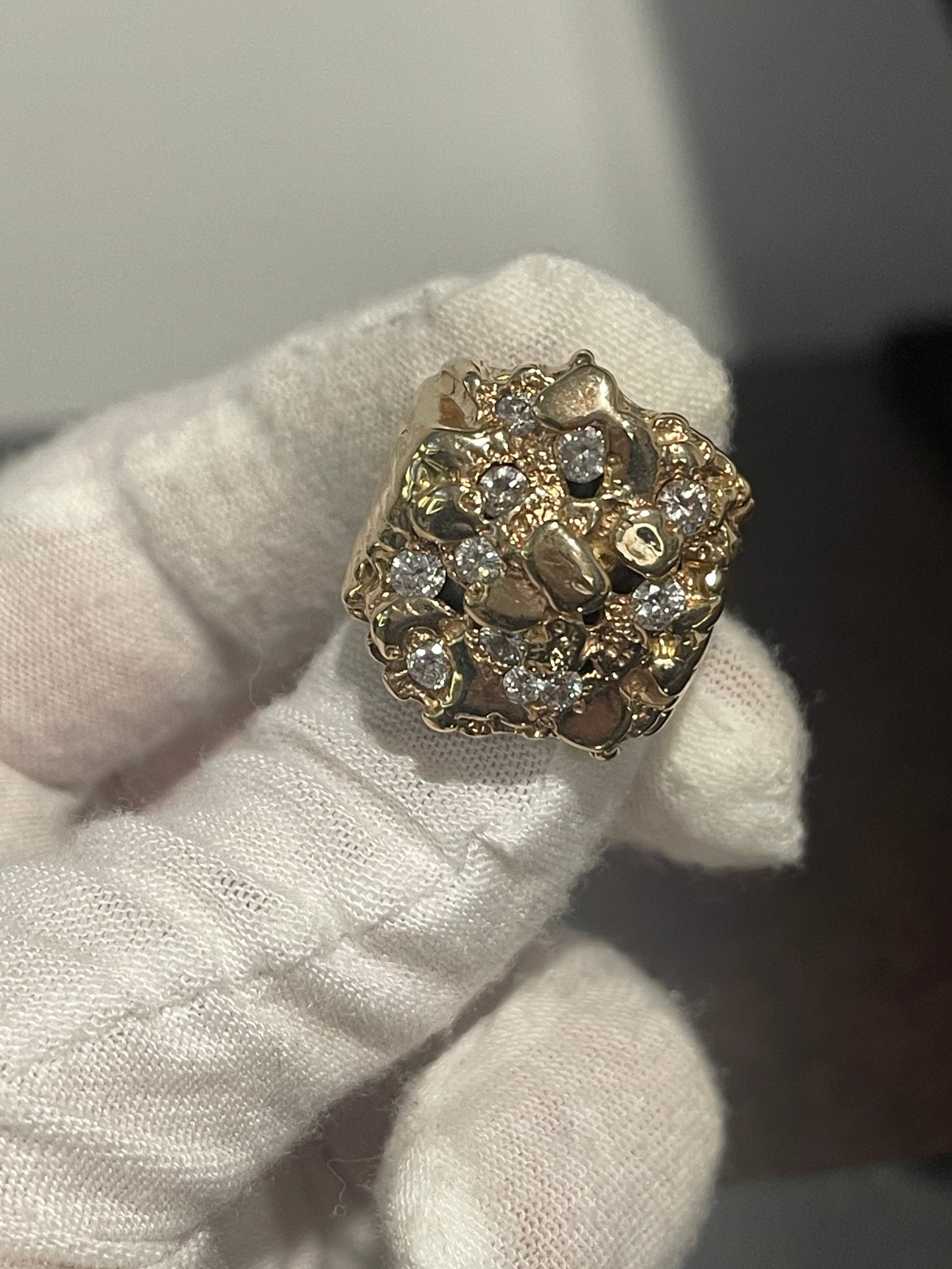10K Natural Diamond Nugget Ring