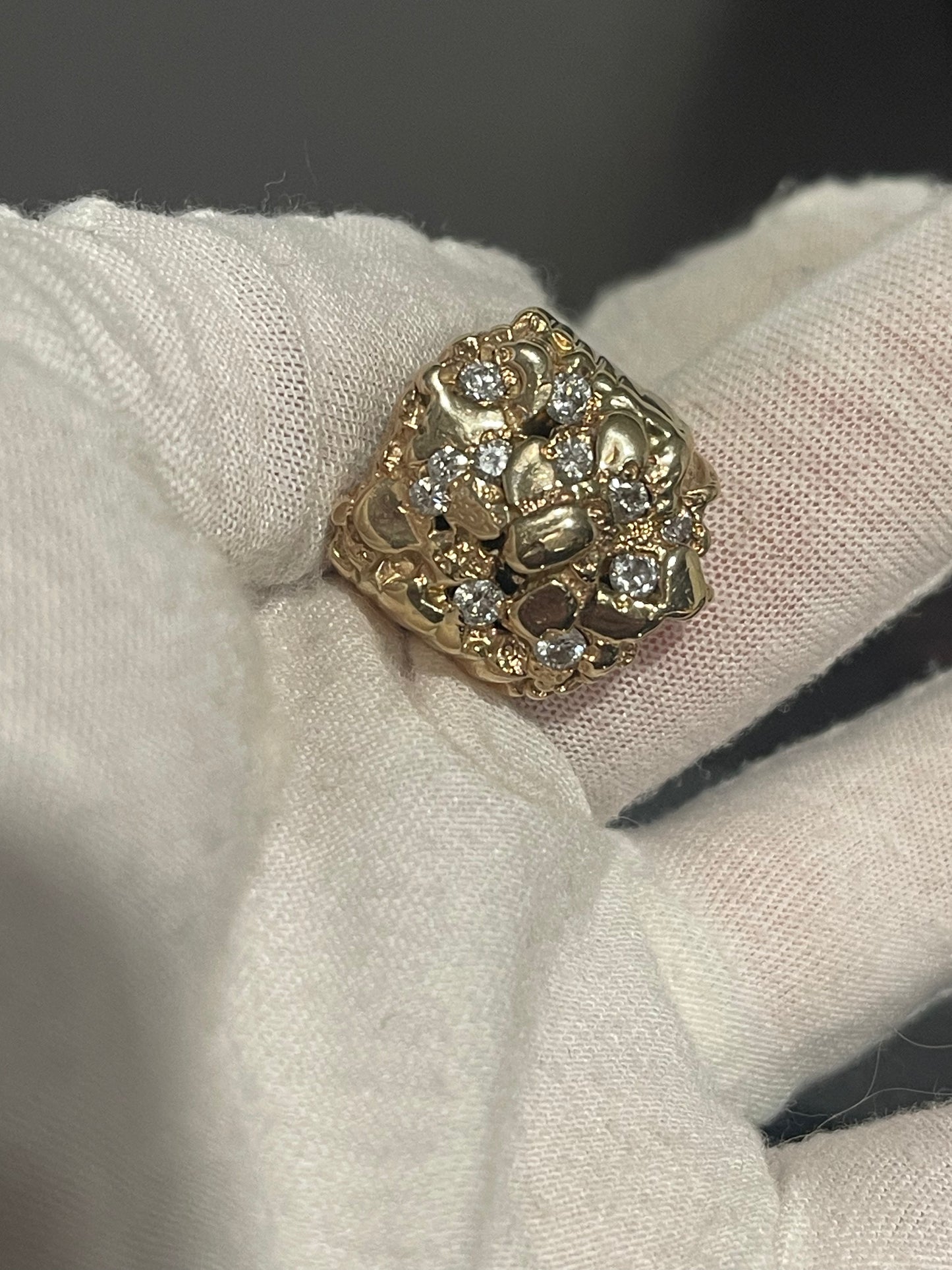 10K Natural Diamond Nugget Ring