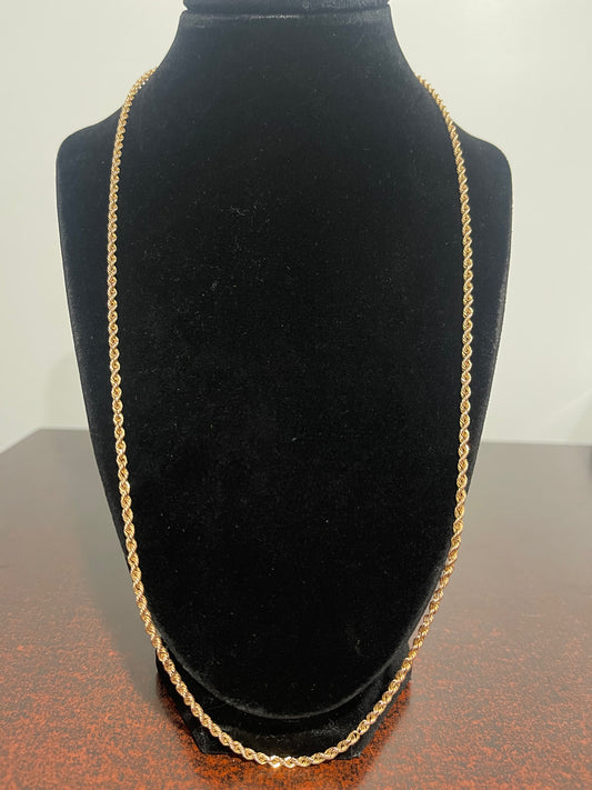 10K Solid Rope Chain 25”