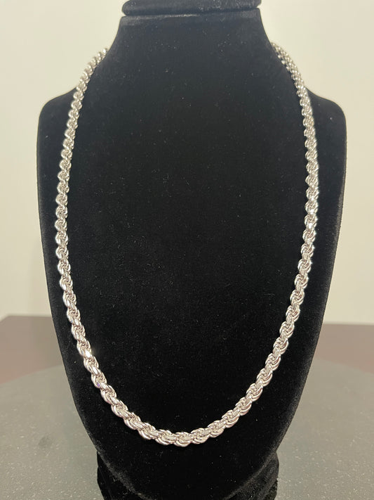 Silver Rope Chain 22”