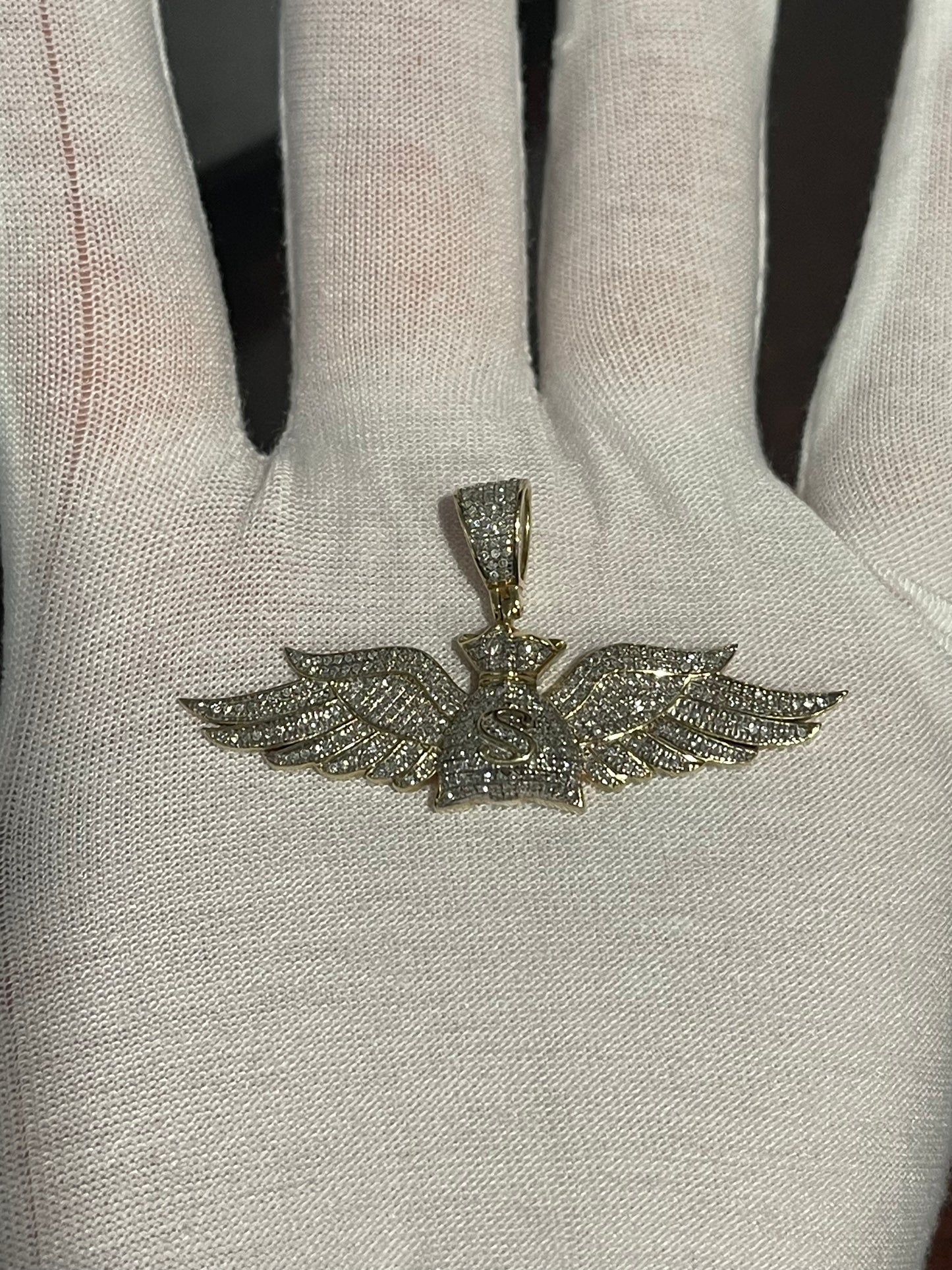 10K Natural Diamond Money Bag Pendant