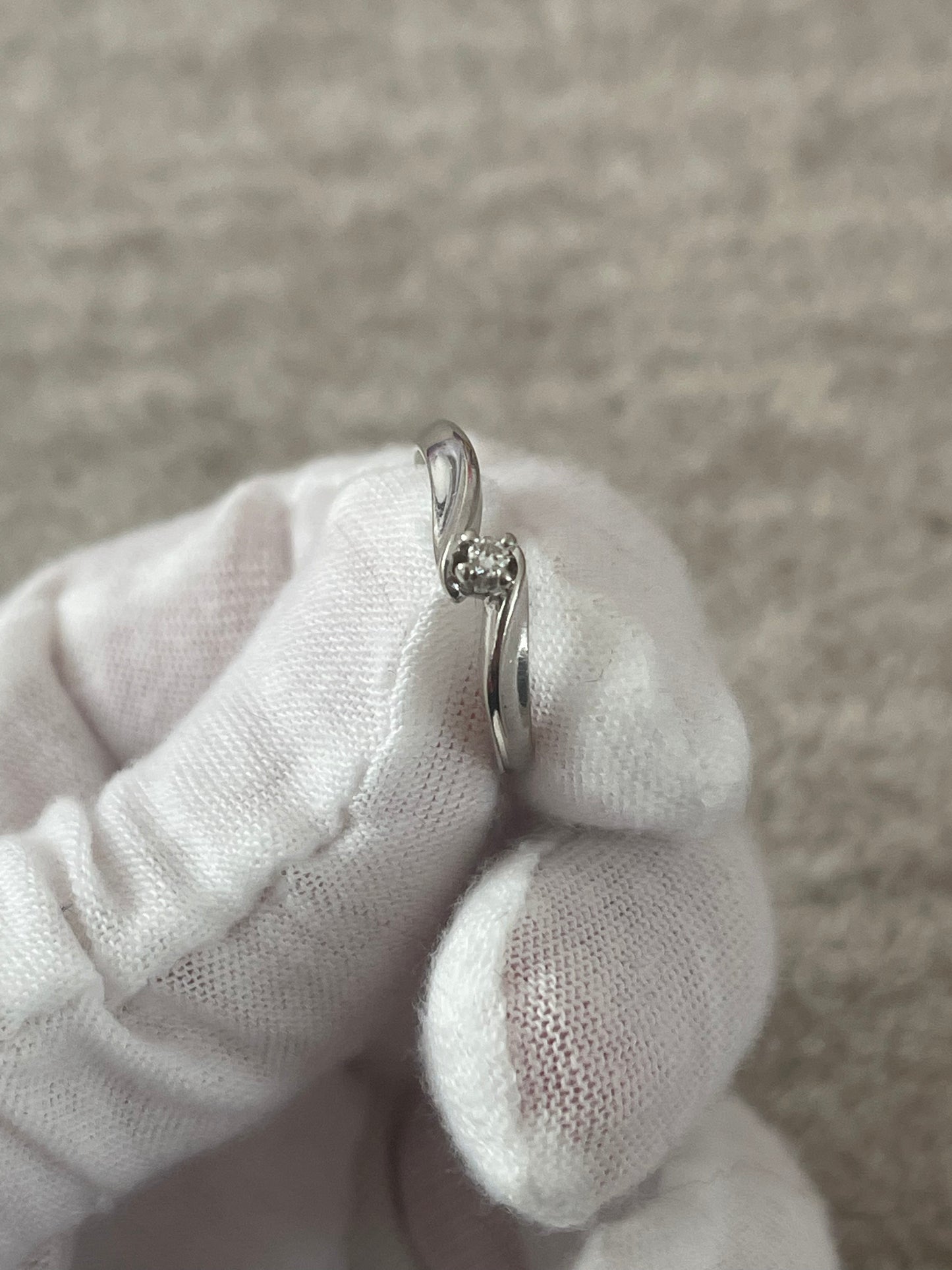 10K White Gold Solitaire Diamond Ring