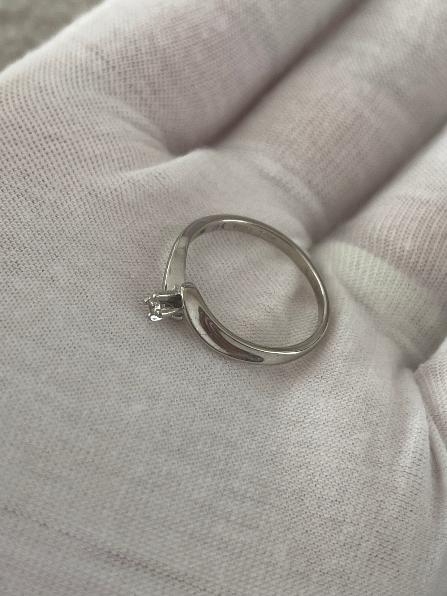 10K White Gold Solitaire Diamond Ring