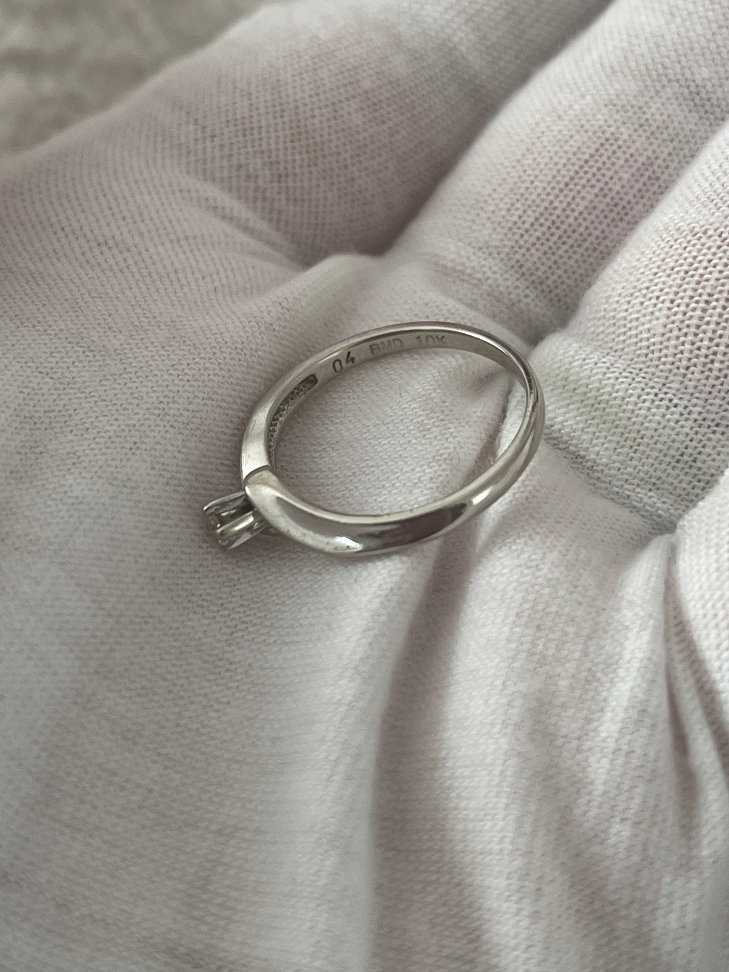 10K White Gold Solitaire Diamond Ring