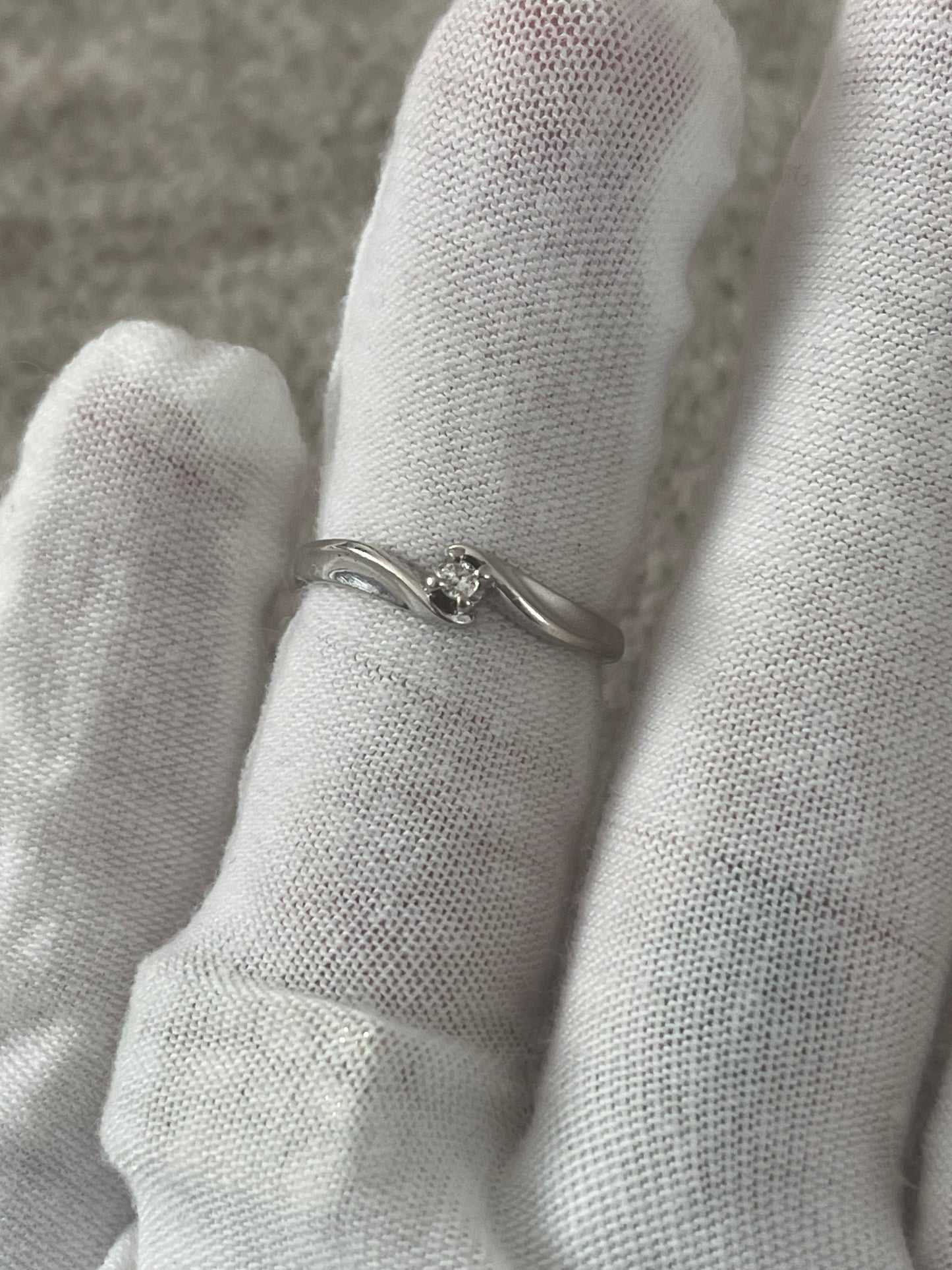 10K White Gold Solitaire Diamond Ring