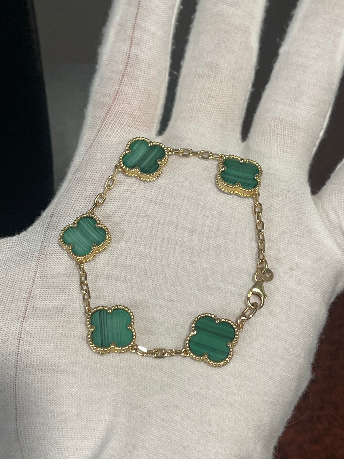 10K Clover Bracelet 7”