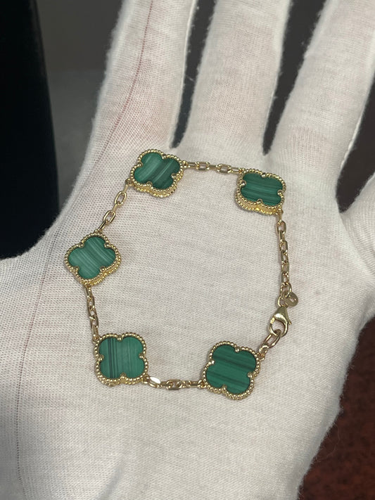 10K Clover Bracelet 7”