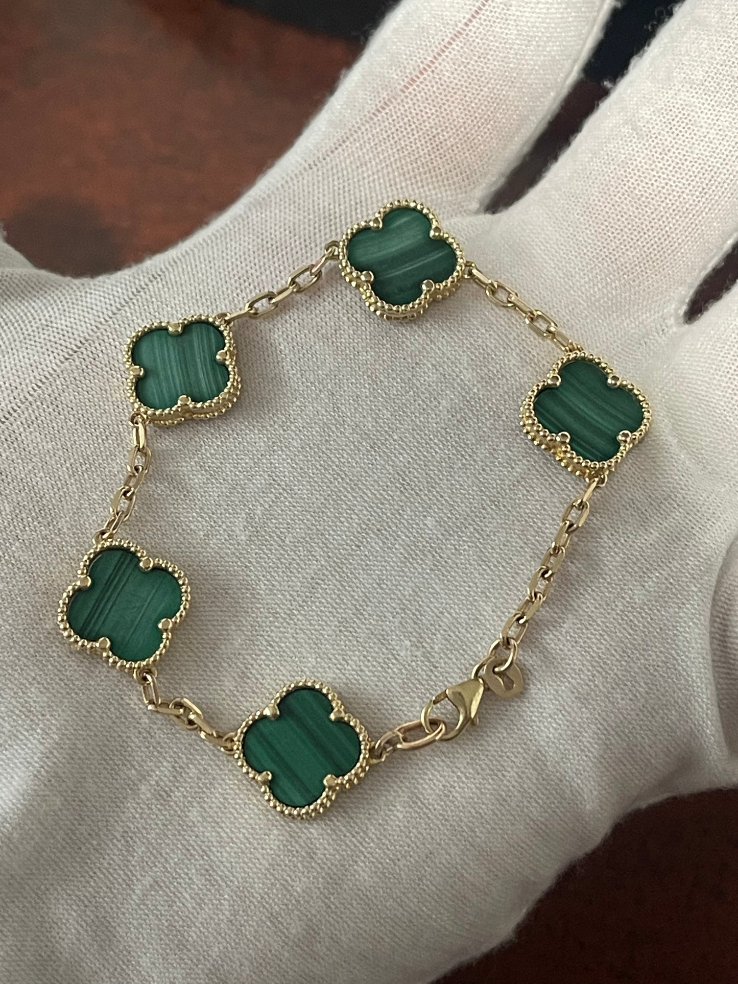 10K Clover Bracelet 7”