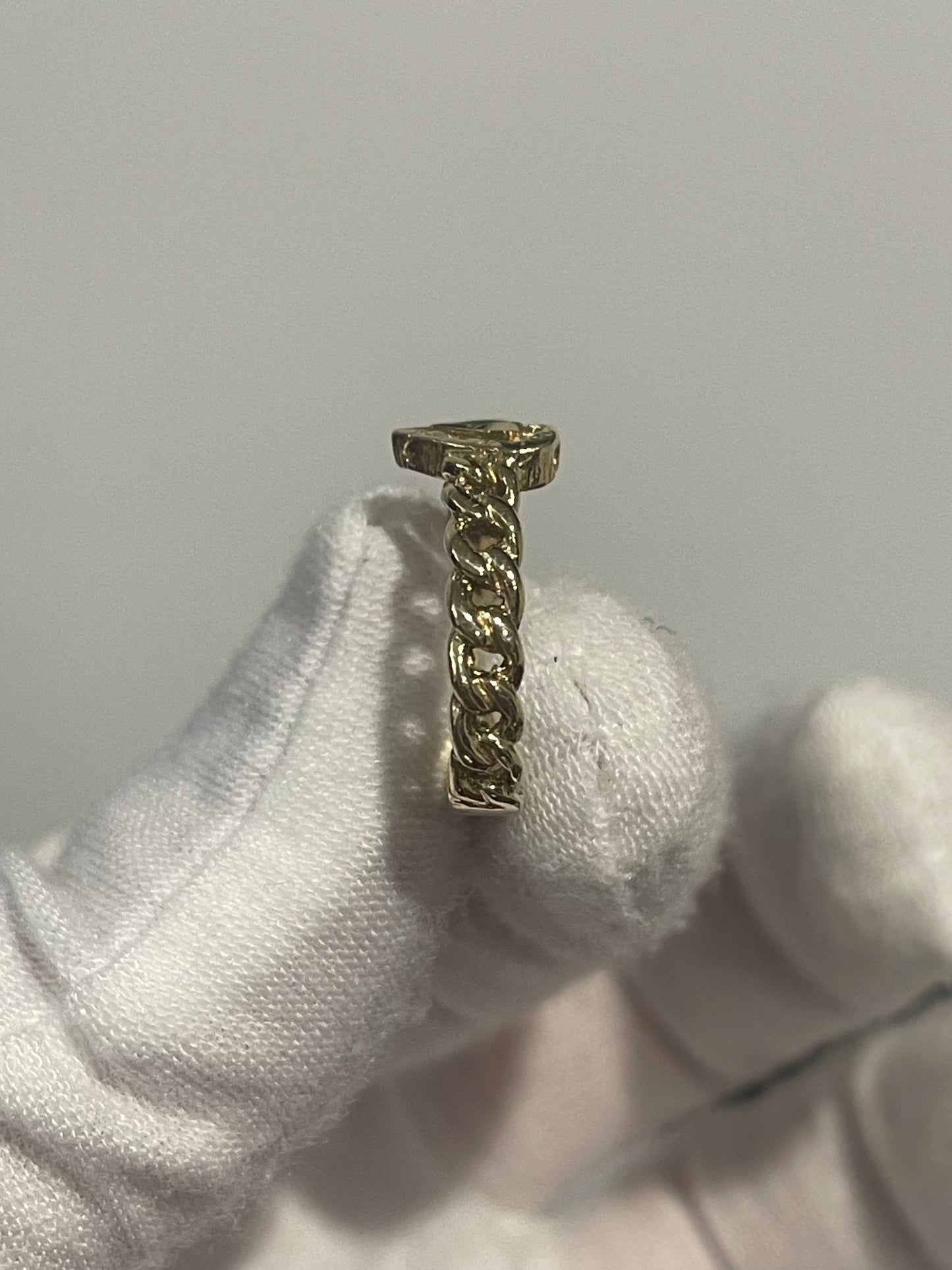 14K Cuban Link Heart Ring