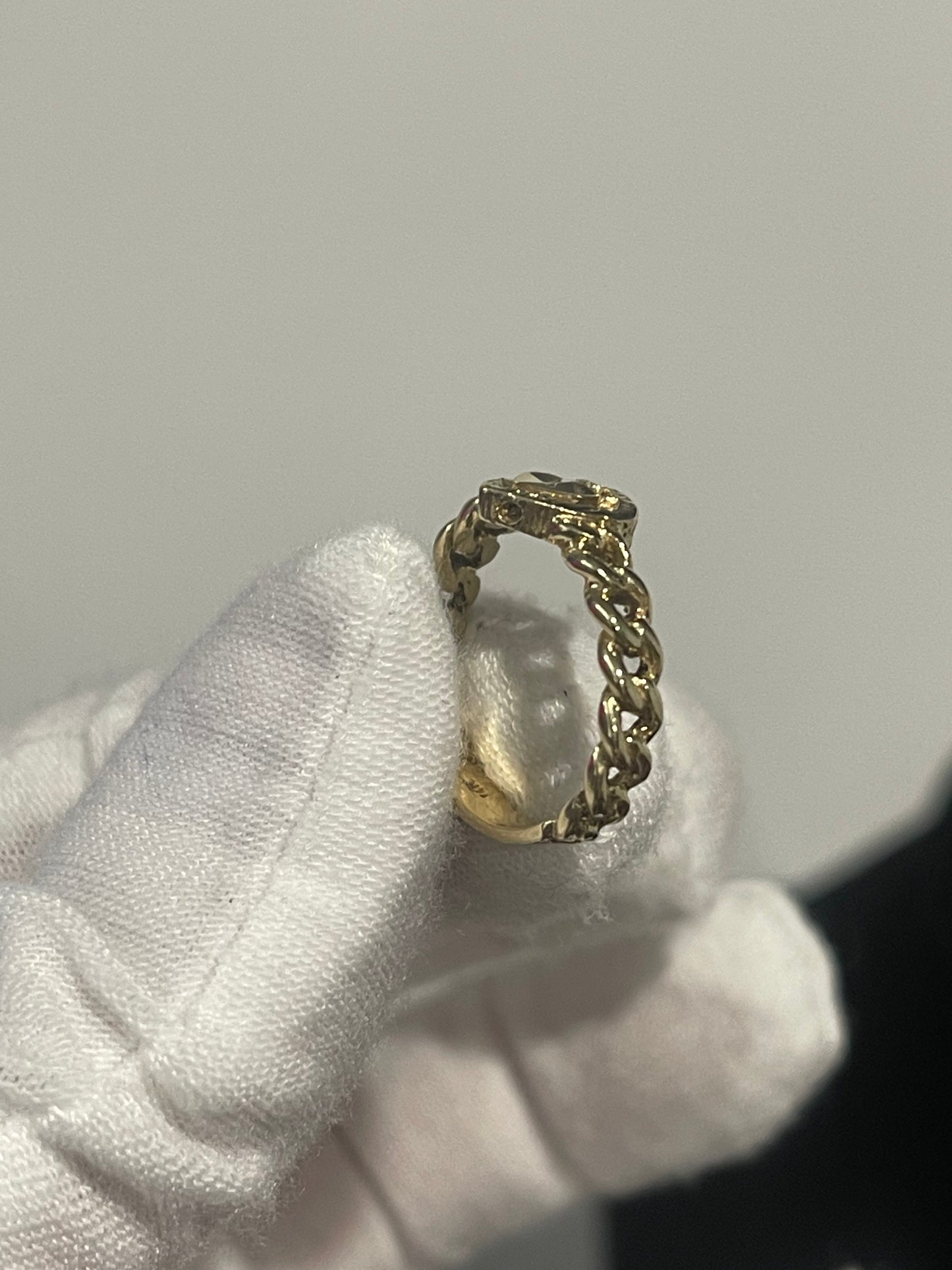 14K Cuban Link Heart Ring