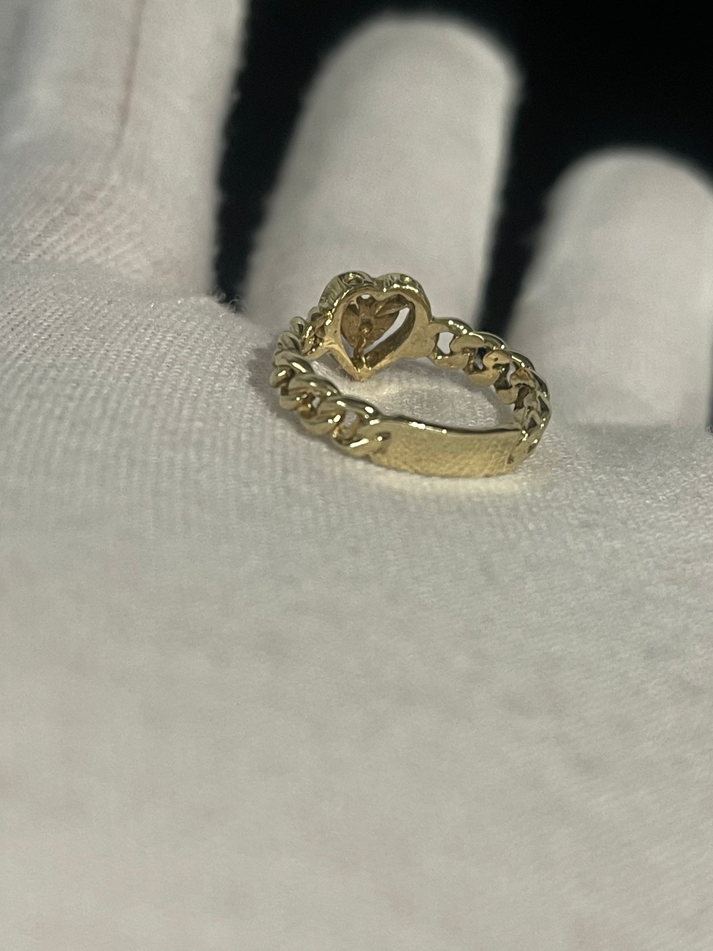 14K Cuban Link Heart Ring