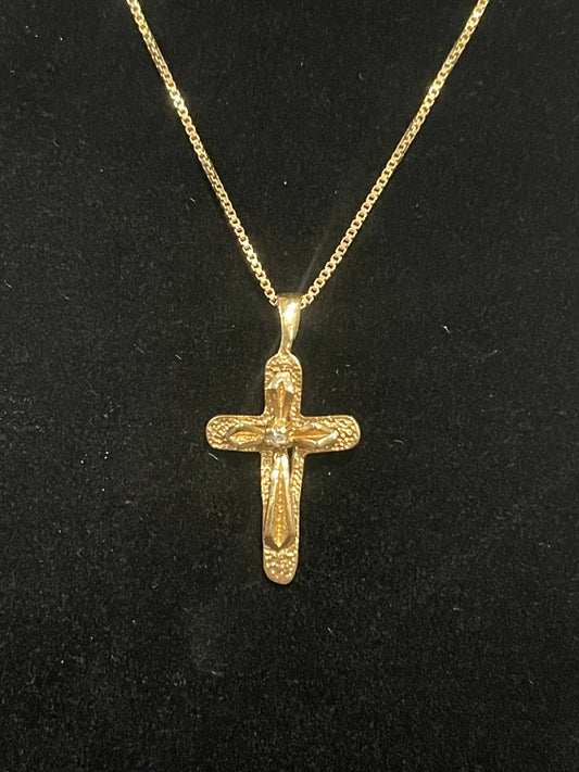 10K Cross On Box Link Chain 16”