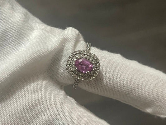10K White Gold Diamond Ring (Pink Sapphire)