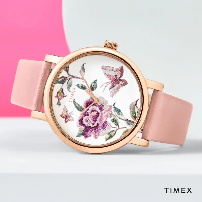 Timex Women's Pink Leather Watch