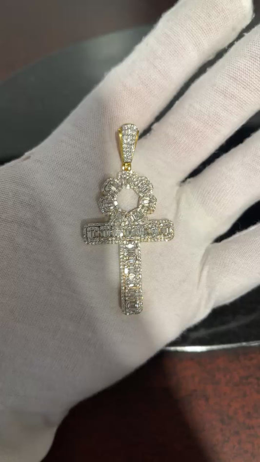 10K 4.75CT Natural Diamond Ankh Pendant
