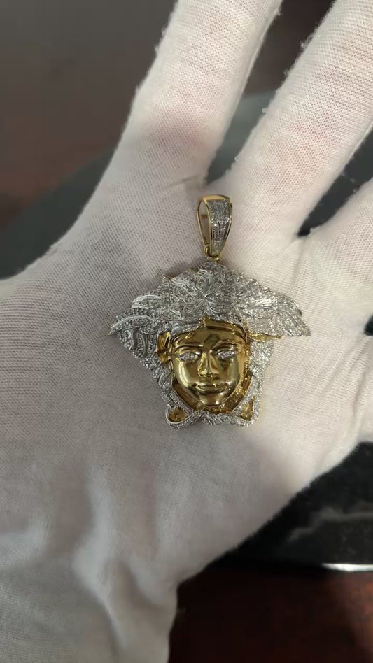 10K Natural Diamond Medusa Pendant