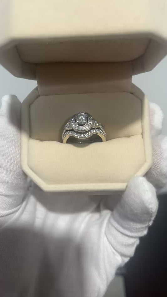 14K White Gold Natural Diamond Wedding Set