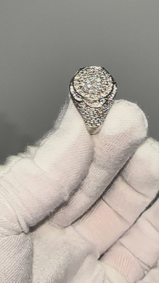 10K White Gold Natural Diamond Pinky Ring