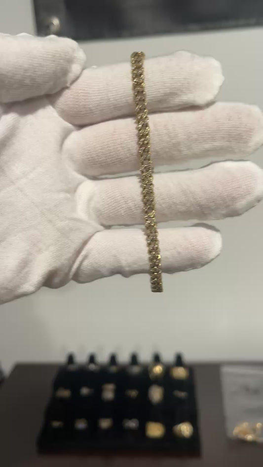10K Bussed Down Cuban Bracelet 8”