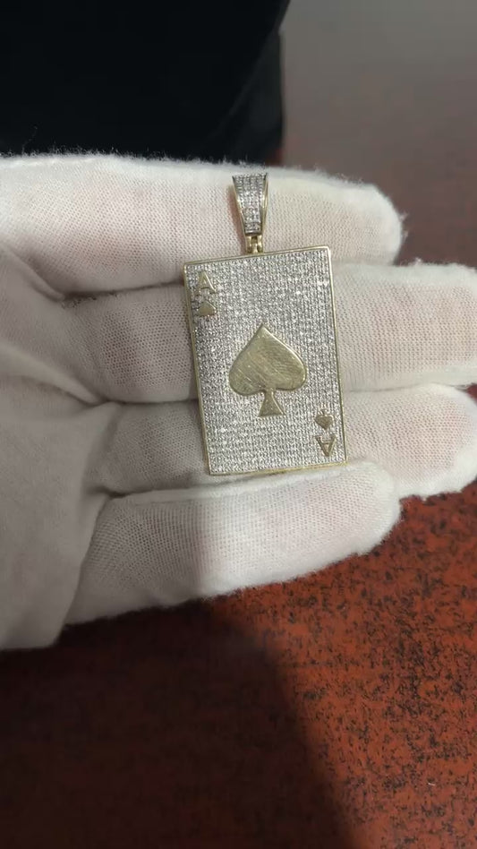 10K Natural Diamond Ace Of Spades Pendant